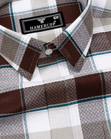 Crollon Brown With White Check Dobby Cotton Shirt