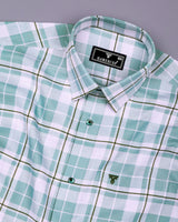 Combon Green With White Waffle Dobby Check Shirt