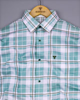 Combon Green With White Waffle Dobby Check Shirt