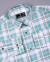 Combon Green With White Waffle Dobby Check Shirt