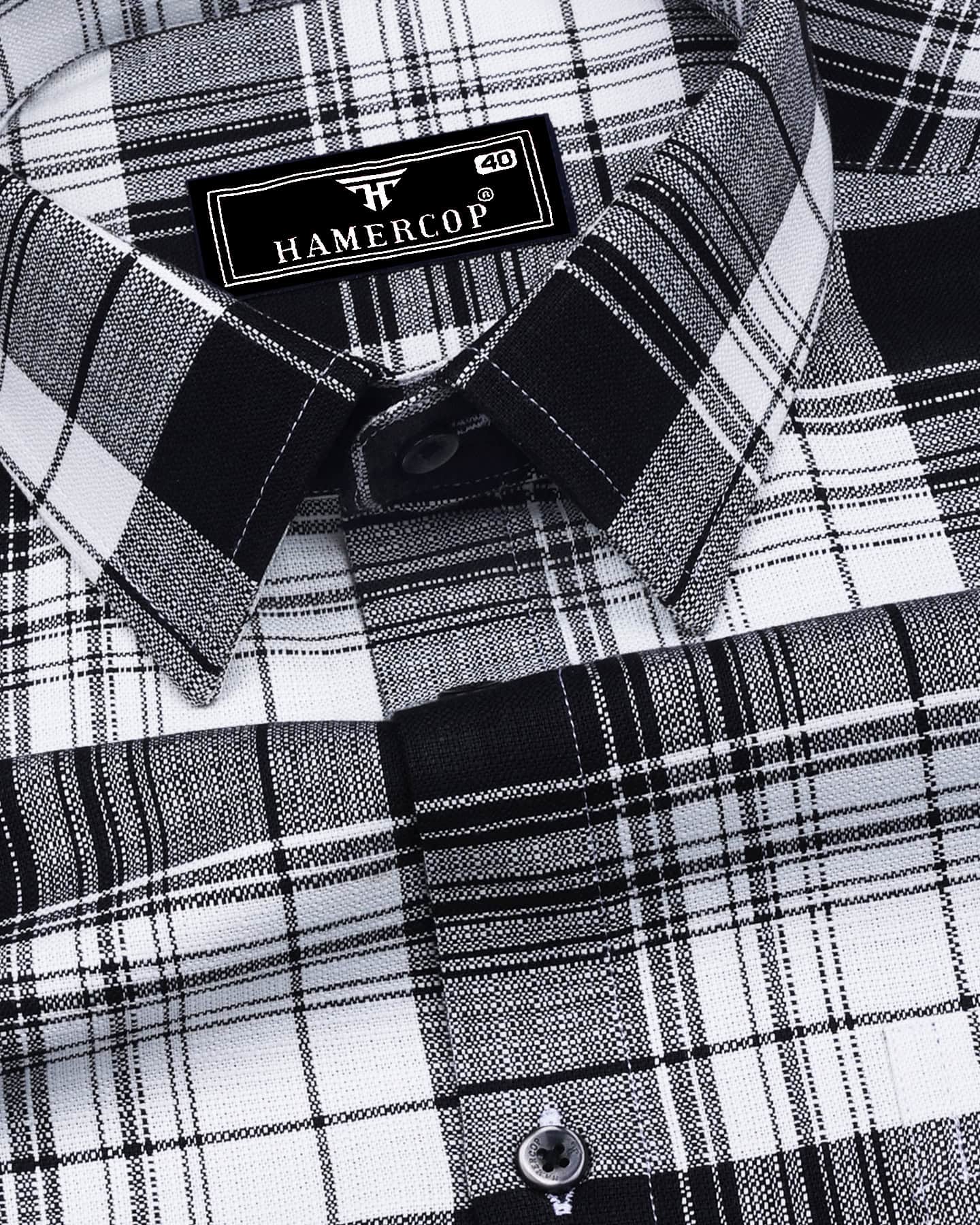 3010054 Black-White Check Crop Shirt main image 0