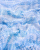 Korgon Blue With White Waffle Stripe Dobby Cotton Shirt