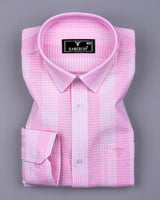 Korgon Pink With White Waffle Stripe Dobby Cotton Shirt