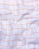 Mosta Orange With White Waffle Dobby Check Shirt