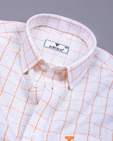 Mosta Orange With White Waffle Dobby Check Shirt