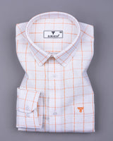 Mosta Orange With White Waffle Dobby Check Shirt
