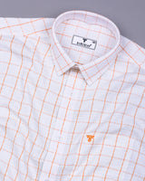 Mosta Orange With White Waffle Dobby Check Shirt