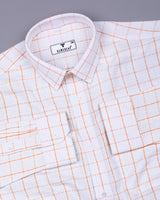 Mosta Orange With White Waffle Dobby Check Shirt