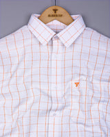 Mosta Orange With White Waffle Dobby Check Shirt