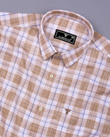 Etobon Cream With White Check Dobby Cotton Shirt