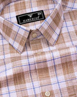 Etobon Cream With White Check Dobby Cotton Shirt