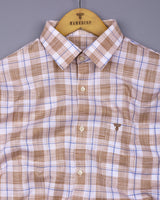 Etobon Cream With White Check Dobby Cotton Shirt