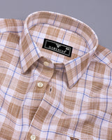 Etobon Cream With White Check Dobby Cotton Shirt