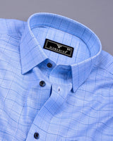 Canizaro Blue Dobby Check Formal Cotton Shirt