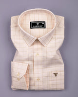 Canizaro Cream Dobby Check Formal Cotton Shirt
