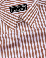 Alexa Cream With White Stripe Linen Cotton Formal Shirt