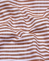 Alexa Cream With White Stripe Linen Cotton Formal Shirt