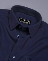 Navyblue Self Stripe Plaid Flannel Solid Cotton Shirt