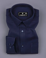 Navyblue Self Stripe Plaid Flannel Solid Cotton Shirt