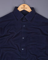 Navyblue Self Stripe Plaid Flannel Solid Cotton Shirt