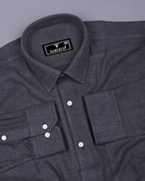 Zombie Gray Zigzag Texture Plaid Flannel Cotton Shirt