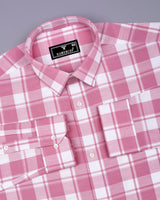 Blitar Pink With White Check Dobby Cotton Shirt