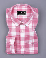 Blitar Pink With White Check Dobby Cotton Shirt