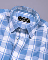 Blitar Blue With White Check Dobby Cotton Shirt