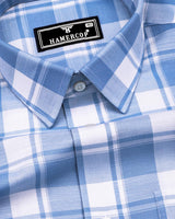 Blitar Blue With White Check Dobby Cotton Shirt