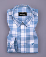 Blitar Blue With White Check Dobby Cotton Shirt