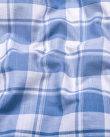 Blitar Blue With White Check Dobby Cotton Shirt