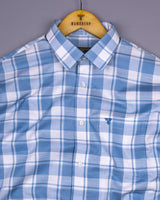 Blitar Blue With White Check Dobby Cotton Shirt