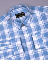 Blitar Blue With White Check Dobby Cotton Shirt