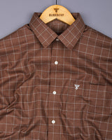 Visconti Brown With Gray Check Dobby Cotton Shirt