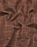 Visconti Brown With Gray Check Dobby Cotton Shirt