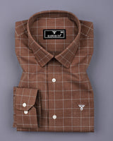 Visconti Brown With Gray Check Dobby Cotton Shirt