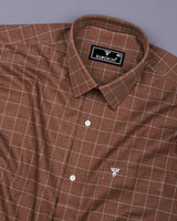 Visconti Brown With Gray Check Dobby Cotton Shirt
