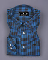 Paradise Blue With Brown Twill Check Premium Cotton Shirt