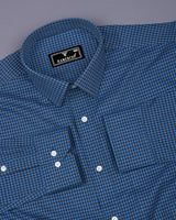 Paradise Blue With Brown Twill Check Premium Cotton Shirt