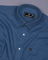 Paradise Blue With Brown Twill Check Premium Cotton Shirt