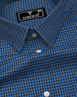 Paradise Blue With Brown Twill Check Premium Cotton Shirt