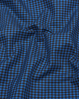 Paradise Blue With Brown Twill Check Premium Cotton Shirt