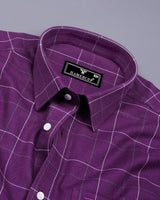 Plum Purple Plaid Flannel Twill Check Cotton Shirt