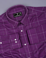 Plum Purple Plaid Flannel Twill Check Cotton Shirt