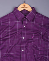 Plum Purple Plaid Flannel Twill Check Cotton Shirt