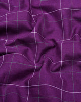 Plum Purple Plaid Flannel Twill Check Cotton Shirt