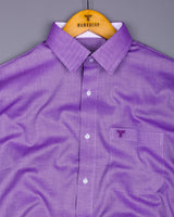 Ultra Violet Purple With White Dobby Texture Designer Shirt