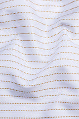White with light brown dot line stripe shirt