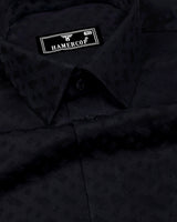 Starry Black Jacquard Texture Solid Cotton Shirt