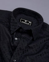 Starry Black Jacquard Texture Solid Cotton Shirt